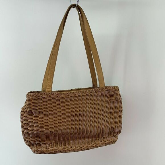 Fossil Tan Leather Woven Hand Bag Purse - Picture 10 of 12
